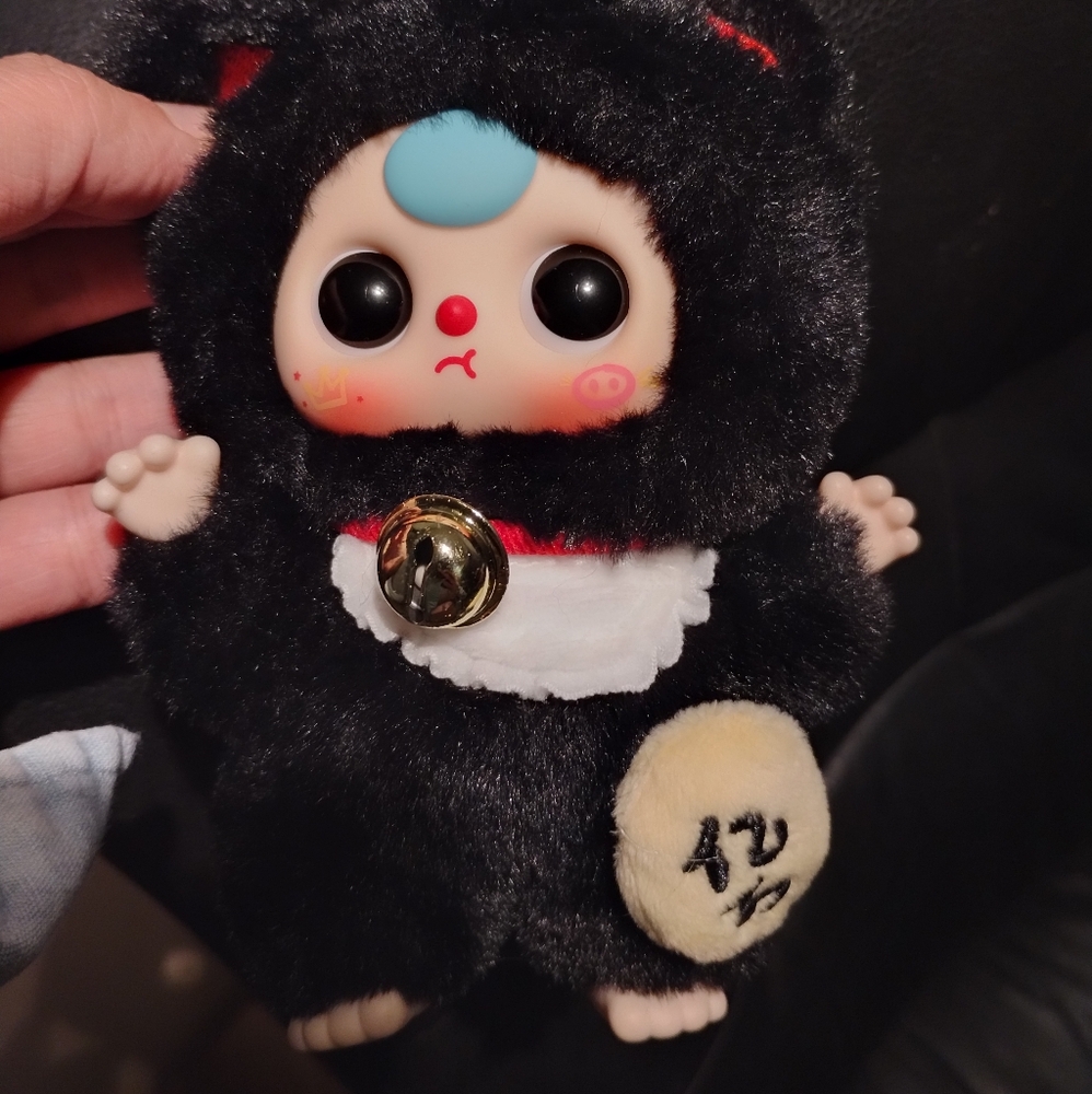 Baby Three Cute Black Plush Doll with Bell